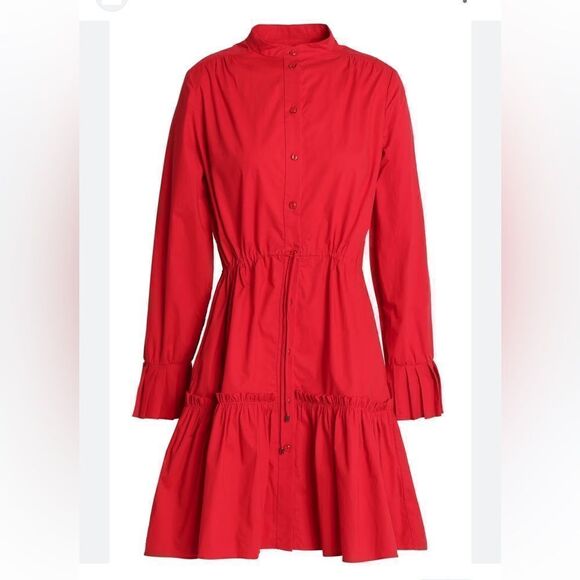 Saloni Pleated Stretch Cotton Mini Dress 4 - Picture 1 of 8